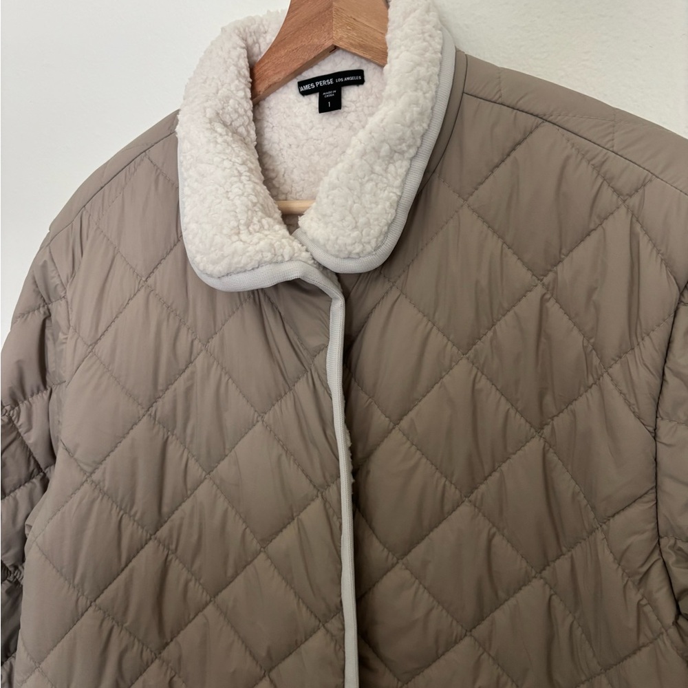 James Perse Sherpa Lined Insulated Snap Front Jacket